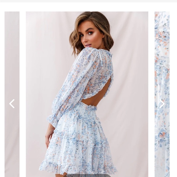 LANEY CUTOUT BACK RUFFLE DETAIL FLORAL DRESS WHITE - Picture 6 of 6